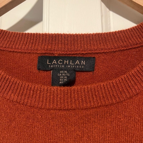 Men’s Lachlan Wool/ Cashmere Burnt Orange Crew Neck Sweater - Picture 3 of 3